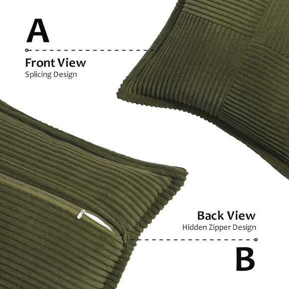 Throw Pillow Green Covers with Tassels Fringe Neutral Farmhouse Set Of 2 20x20 - Picture 3 of 9